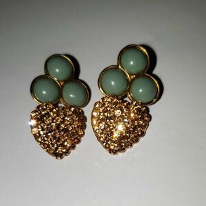A Vintage Pair of Costume Jewelry Earrings Stud Back Pierced Mid Century Sparkly